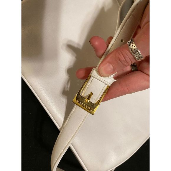 Coletta Genuine White Cream Leather Crossbody Bag Like New w/Sliding Wallet - Picture 4 of 8